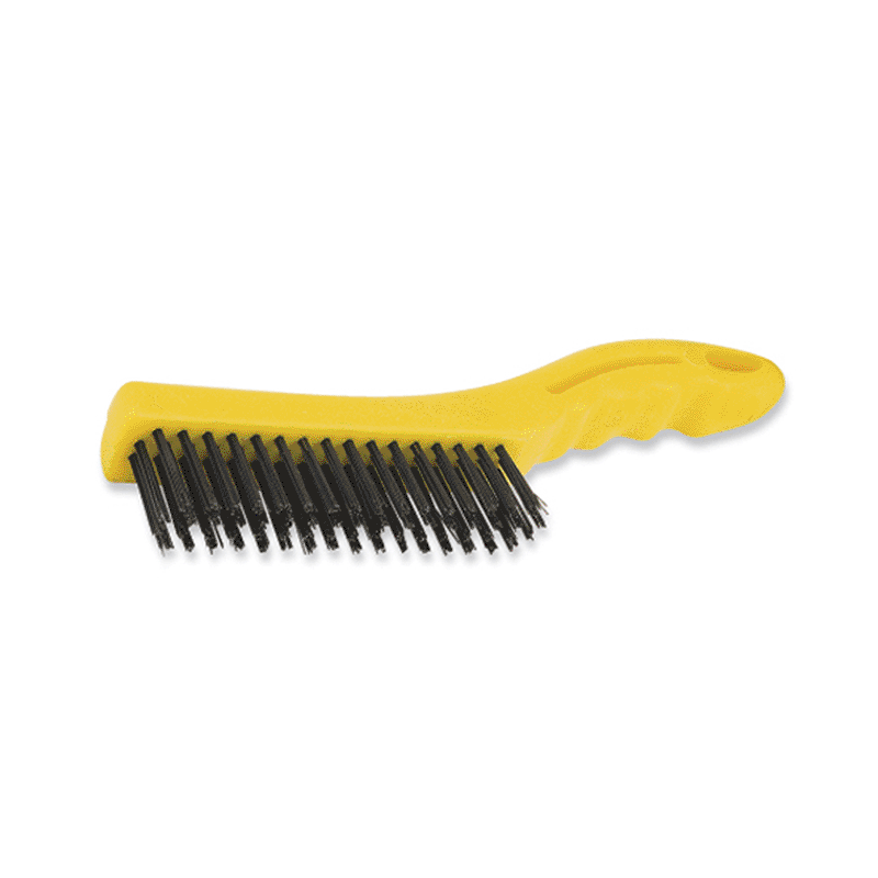 Cepillo metálico con mango de plástico