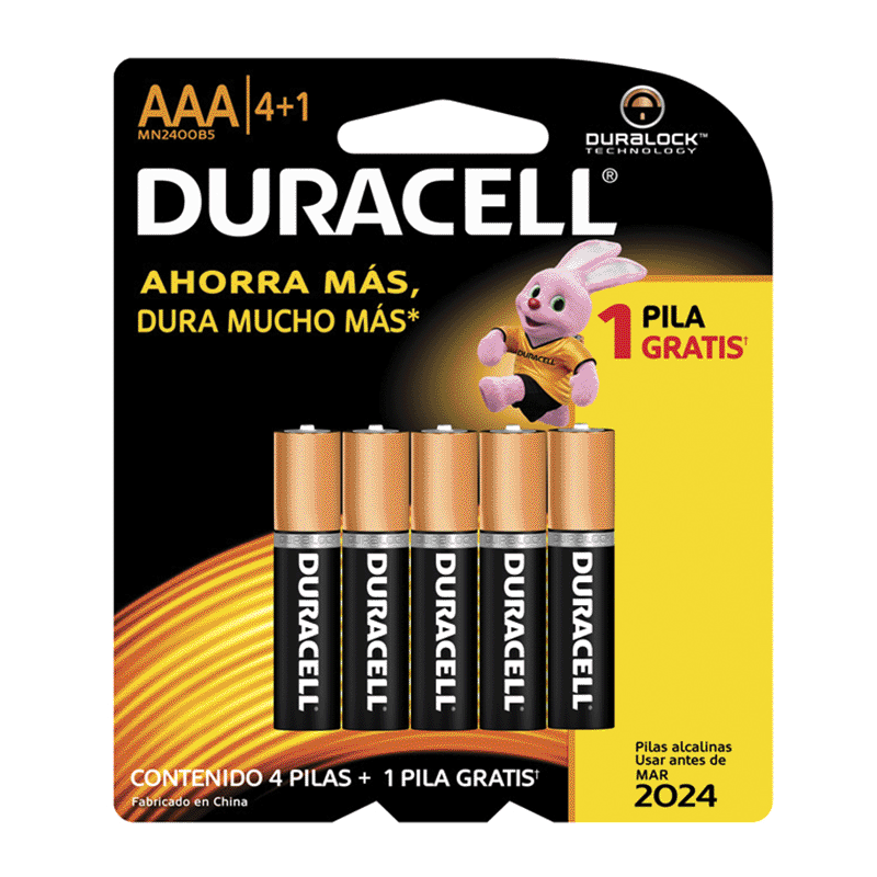 Baterías Alcalinas AAA - Duracell. Paq 2 Und