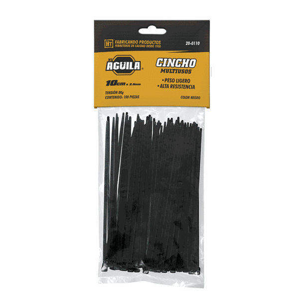 CINCHOS PLASTICOS DE 30 CM x 4.5 MM, NEGRO
