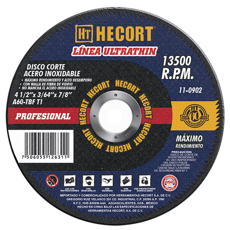 Abrasivo Corte Acero Inoxidable Balance 4 1/2"X3/64"X7/8" A60T-BFT1