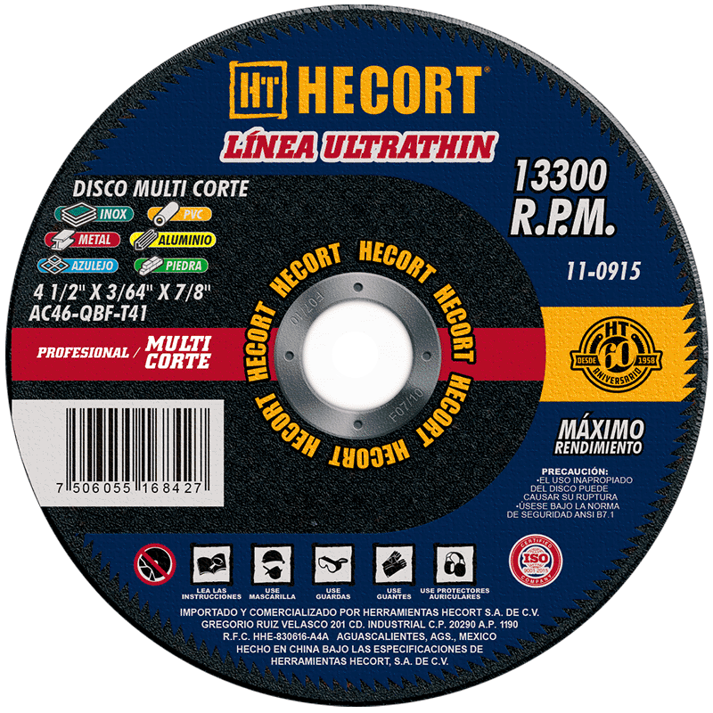 ABRAS MULTI CORTE 4 1/2" X 3/64" X 7/8" T41