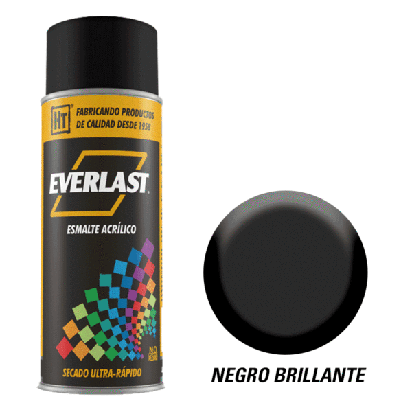 Esmalte Acrílico en Aerosol Negro Brillante