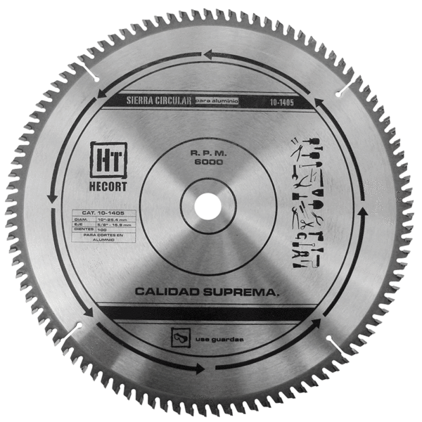 Sierra cir p/alum diente carb. de tungsteno 100D 10X5/8X1/2"
