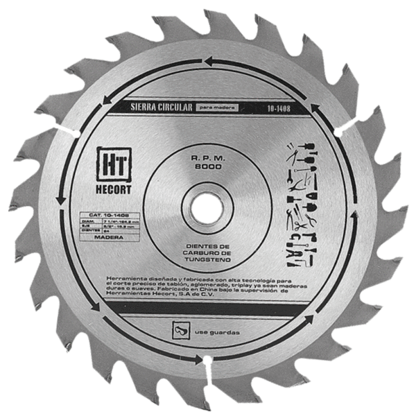 Sierra Circular para Madera Diente Carburo de Tustegno 24 D 7 1/4" x 5/8" x 1/2"