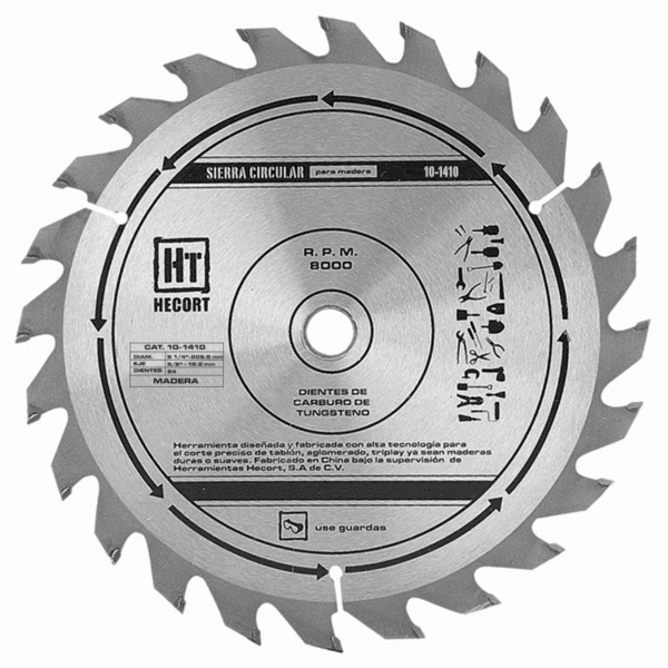 Sierra Circular para Madera Diente Carburo de Tustegno 24 D 8 1/4" x 5/8" x 1/2"