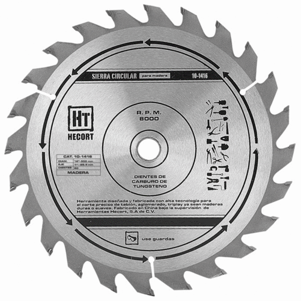 Sierra Circular para Madera Diente Carburo de Tustegno 60 D 12" x 1" x 1/2"