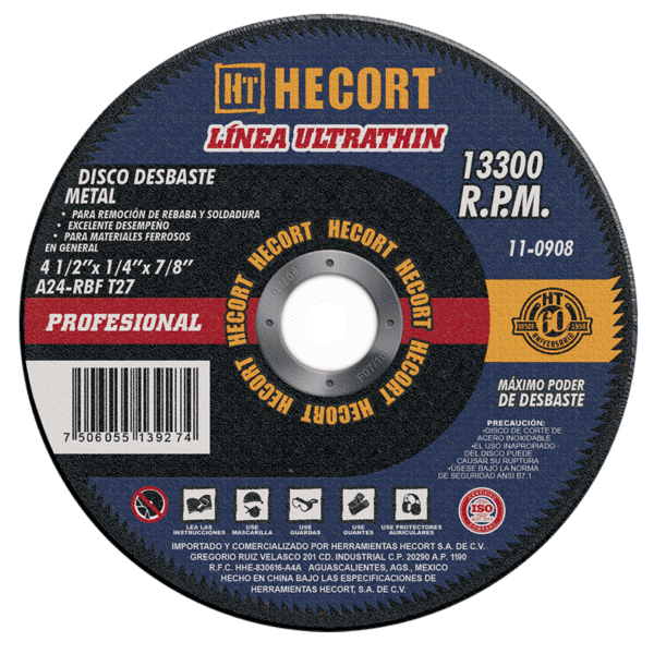 ABRAS ECONOBALANCE T27, DESBASTE METAL 4 1/2"X 1/4" X 7/8" A