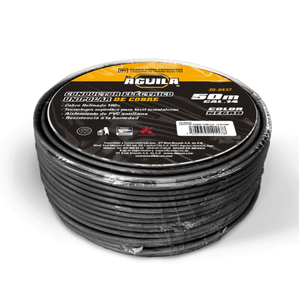 CABLE DE COBRE THW CAL.14 NEGRO 50 MTS