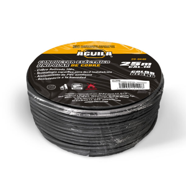 CABLE DE COBRE THW CAL. 10 NEGRO 25 MTS